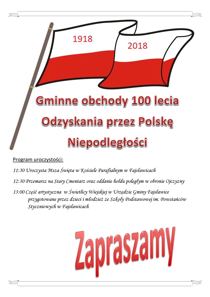 Program uroczystości 100lecie