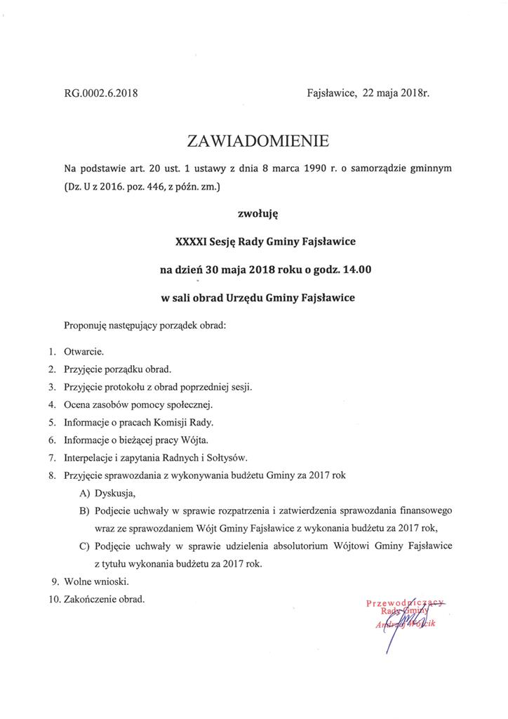 zawiadomienie