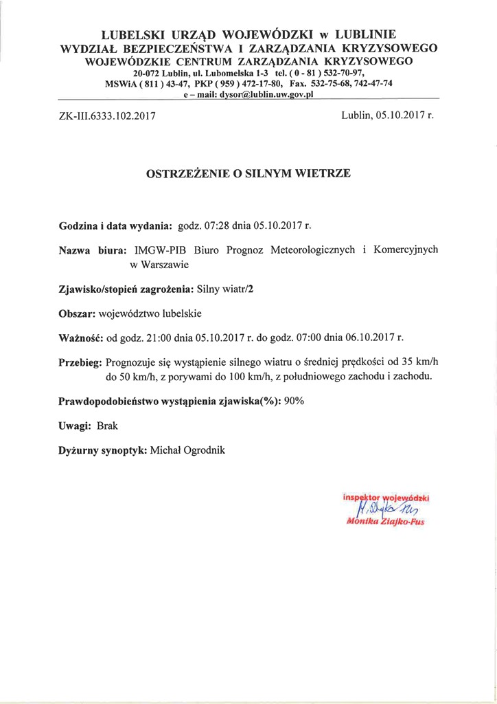 Ostrzezenie o silnym wietrze 05.10.2017 page 0